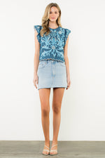 Embroidered Blue Top