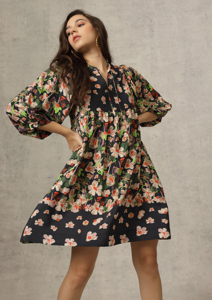 Melinda Print Dress - Black