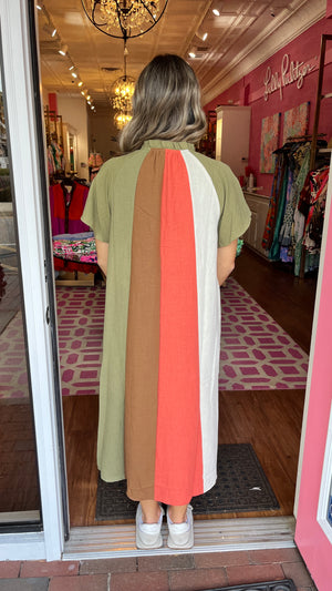 Short Sleeve Colorblocked Dress - Multi