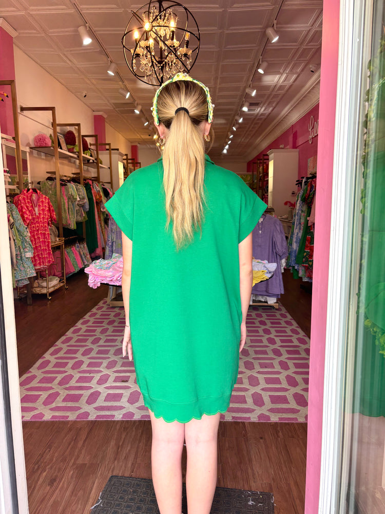 SS Collared Dress - Green