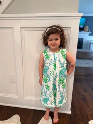 Kids Sleeveless Ric-Rac Shift Dress - Elephant Print