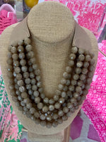 Faceted Marble Bead Necklace - Brown