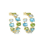 Jeweled Hoop Earrings - Blue & Green