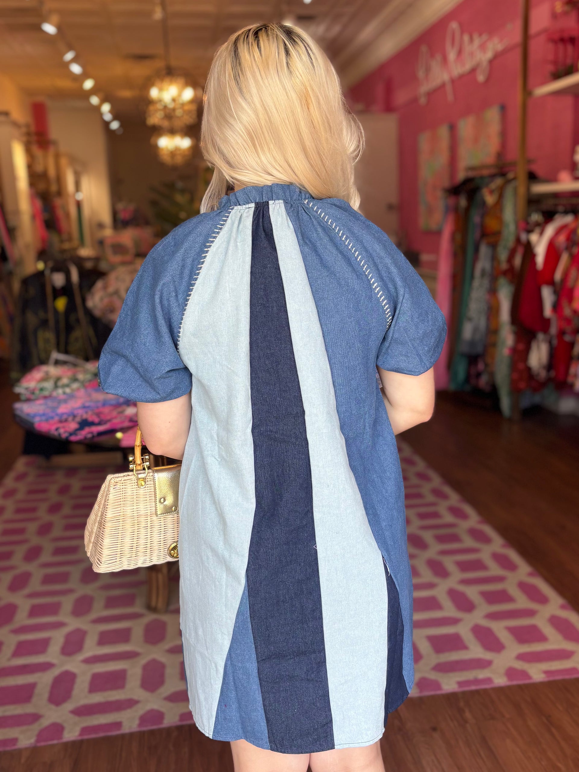 thml denim dress Puff Sleeve Denim Dress M