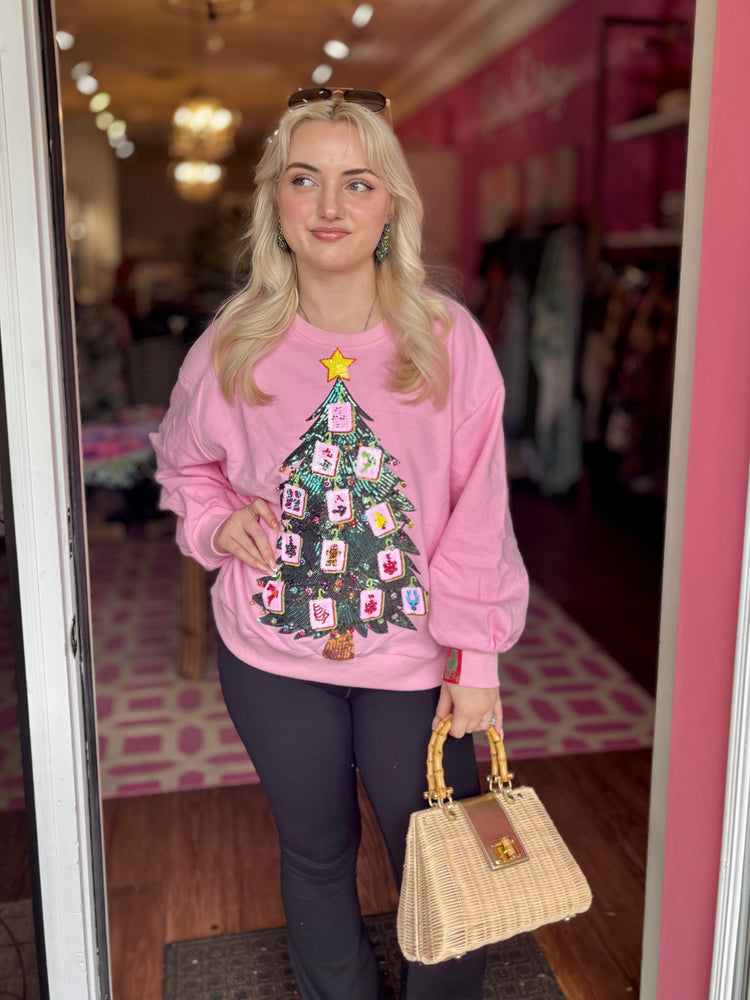 Pink Mahjong Christmas Tree Sweatshirt
