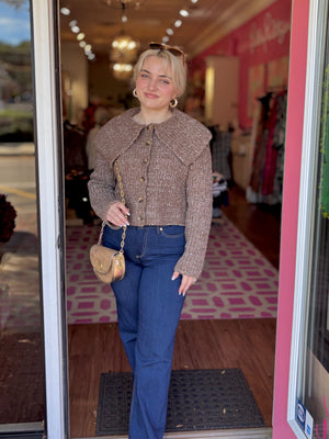 Cropped Knitted Collar Cardigan