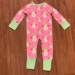 Snowman Zipper Onesie - Pink