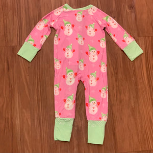 Snowman Zipper Onesie - Pink