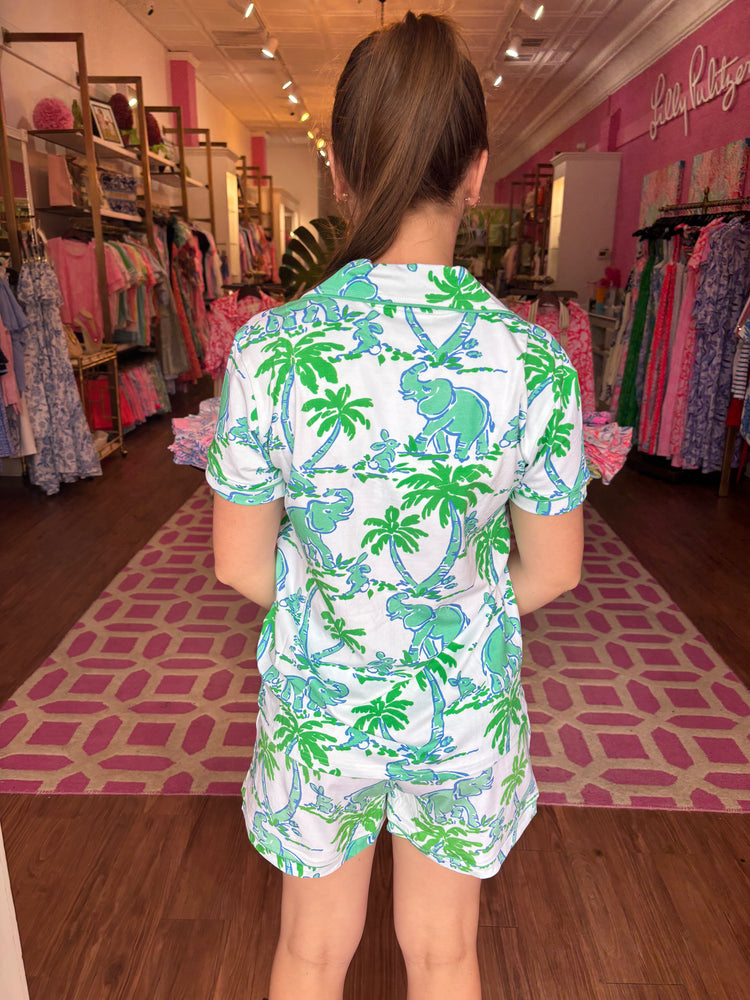 Short Pajama Set - Elephant Print