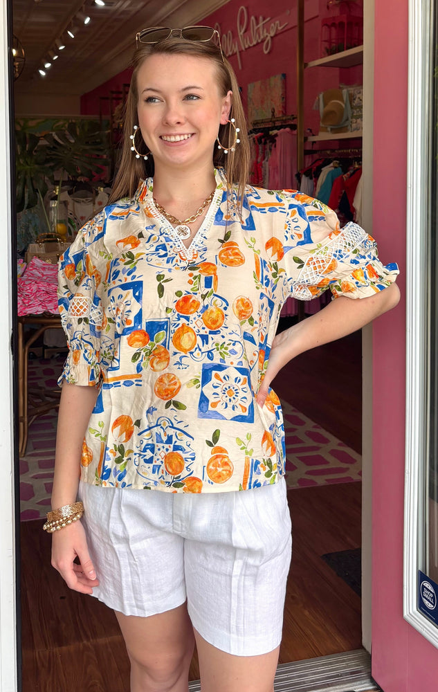 Puff Sleeve V-Neck Top