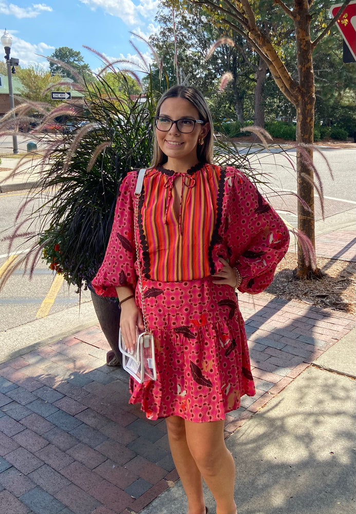 Mandy Mix Dress - Beetroot