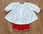 Emma Smocked Bloomer Set - Gingerbread Red