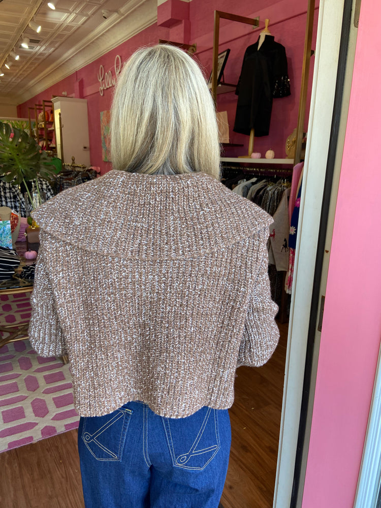 Cropped Knitted Collar Cardigan