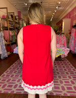 Block Ric Rac Dress - Red/Pink