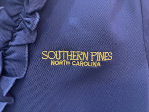 UPF 50+ Luxletic Frida Ruffle Polo Top - True Navy Southern Pines Embroidery