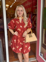 Puff Sleeve Boots Print Dress