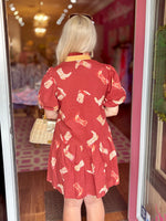 Puff Sleeve Boots Print Dress