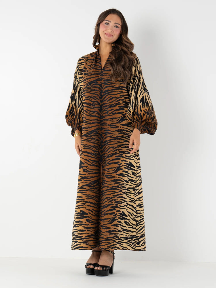 Fiona Dress - Tiger Jacquard