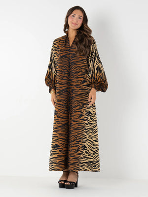 Fiona Dress - Tiger Jacquard