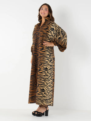 Fiona Dress - Tiger Jacquard