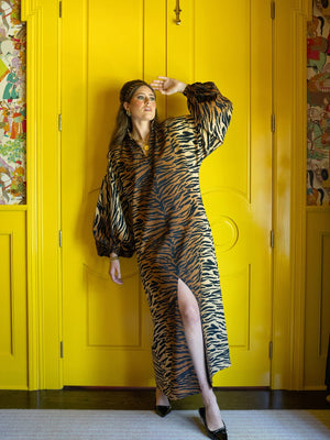 Fiona Dress - Tiger Jacquard