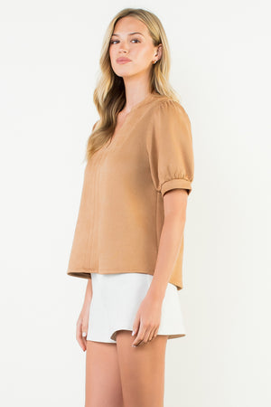 Short Sleeve Suede Top