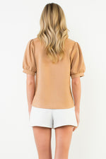 Short Sleeve Suede Top