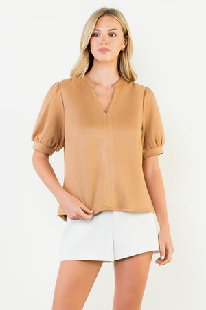 Short Sleeve Suede Top