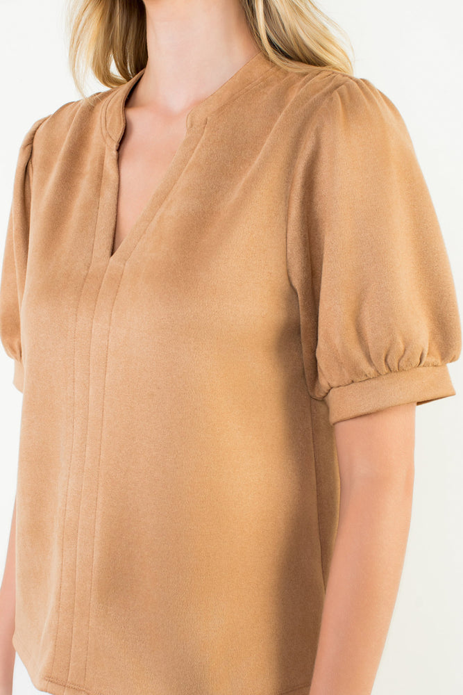 Short Sleeve Suede Top