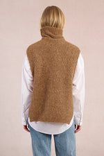 Ladies Knitted Sleeveless Sweater - Camel