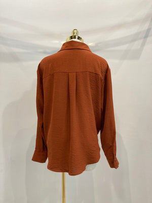 Sunset Button Up Blouse - Rust