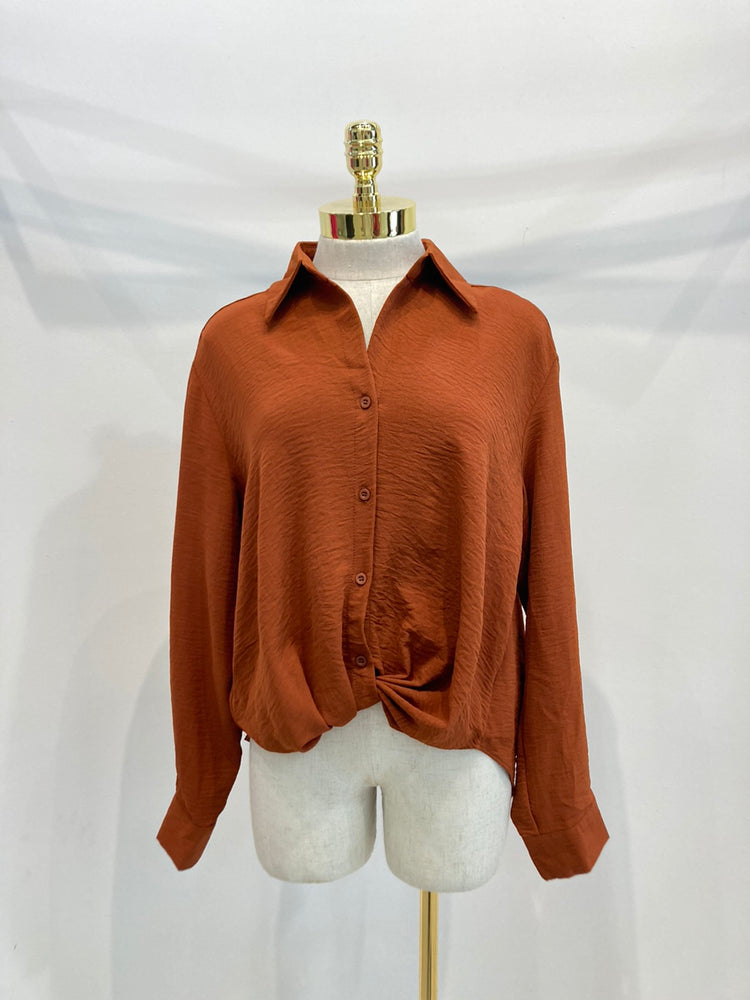 Sunset Button Up Blouse - Rust
