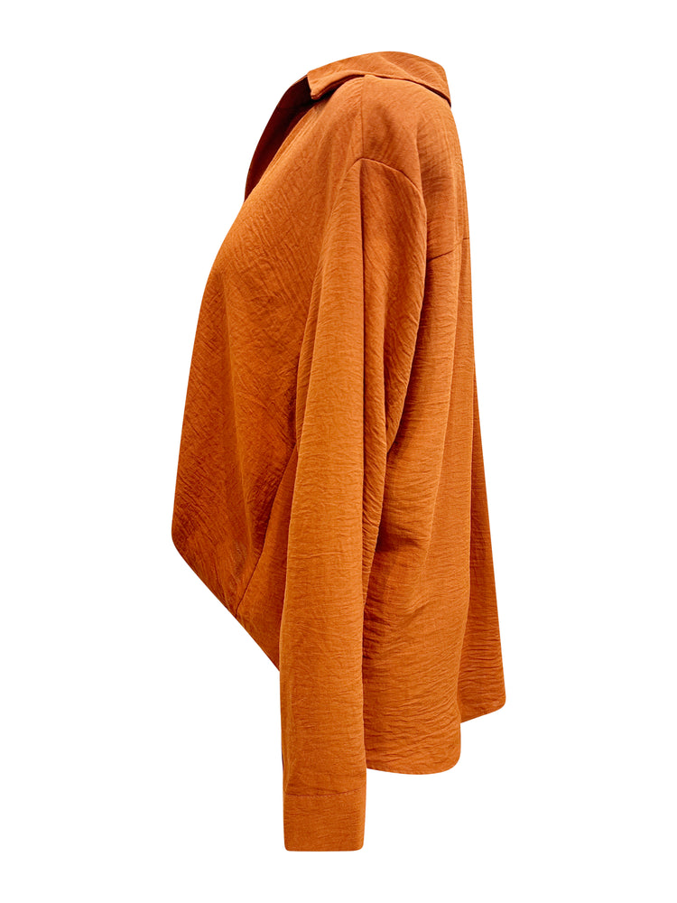 Sunset Button Up Blouse - Rust
