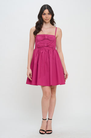 Poplin Bow Dress - Deep Pink
