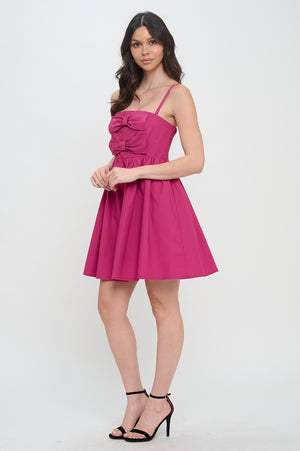 Poplin Bow Dress - Deep Pink