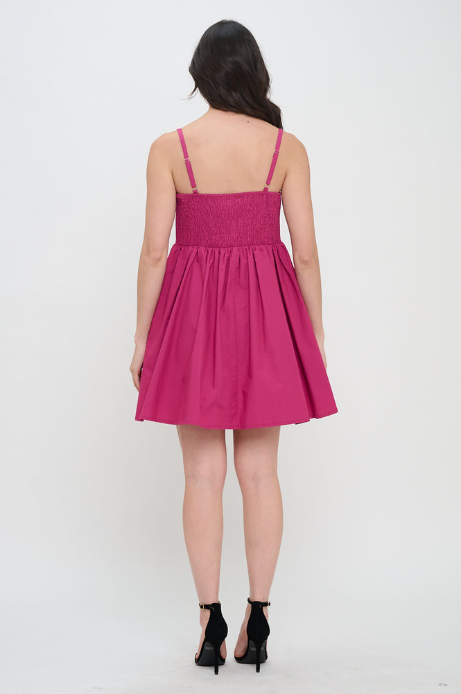 Poplin Bow Dress - Deep Pink