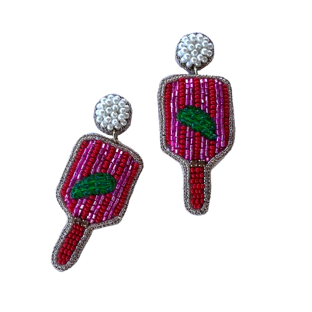 Pickleball Paddle Earrings - Pink