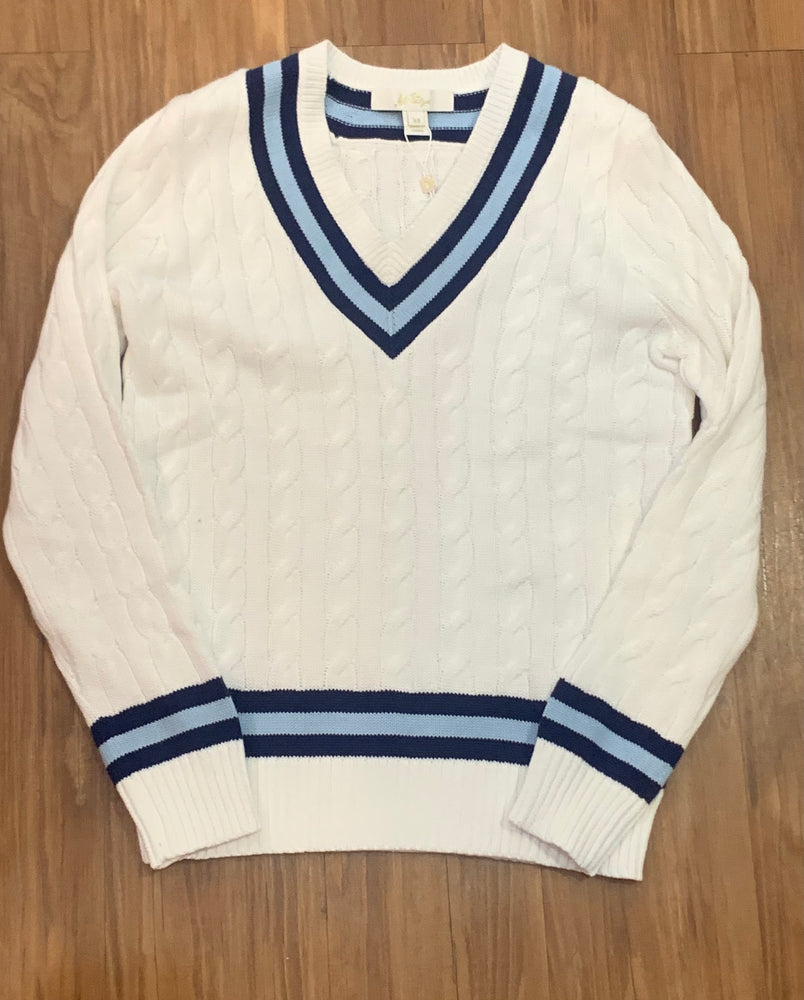 Brockton Cotton Sweater - Resort White X Bonaire Blue - Tipping