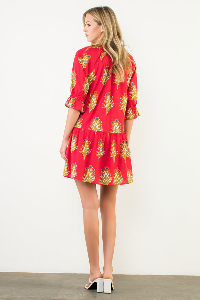 Floral Detailed V-Neck Dress