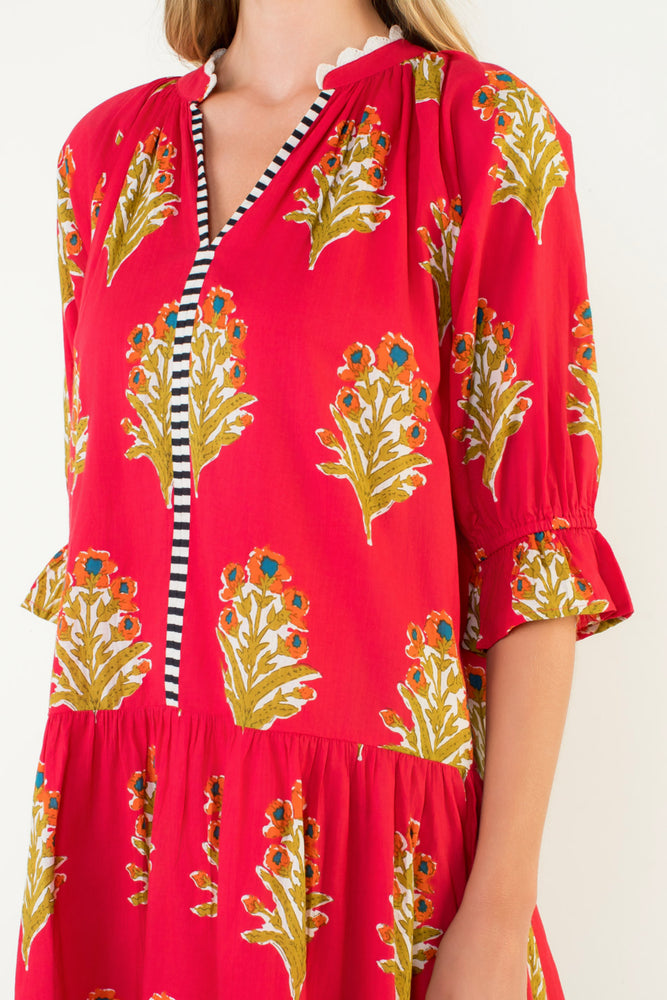 Floral Detailed V-Neck Dress