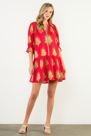 Floral Detailed V-Neck Dress