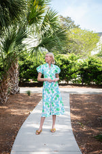 Button Front Midi Dress - Elephant Print