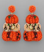 Triple Pumpkin Earrings - Orange
