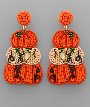 Triple Pumpkin Earrings - Orange
