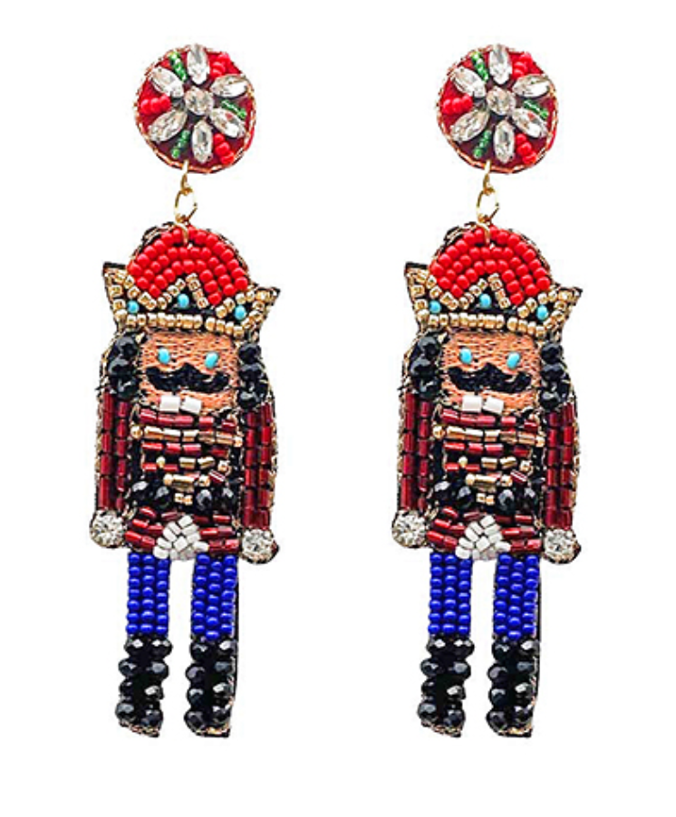 
            
                Load image into Gallery viewer, Christmas Nut Cracker Earrings - Red/Multi
            
        