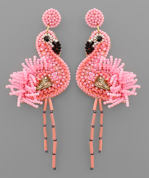 
            
                Load image into Gallery viewer, Bead Flamingo Earrings - Pink
            
        
