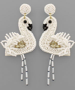 
            
                Load image into Gallery viewer, Bead Flamingo Earrings - White
            
        