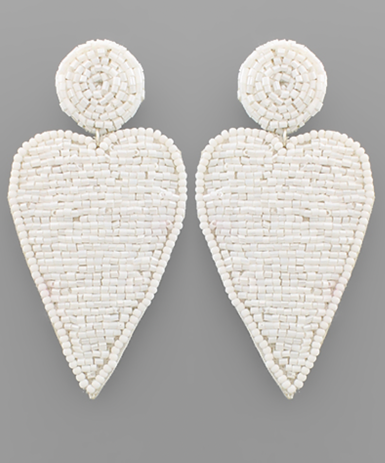 Circle & Heart Earrings - White