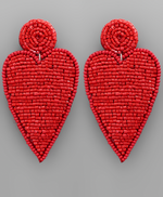 Circle & Heart Earrings - Red