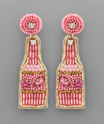 Beaded Champagne Earrings - Pink